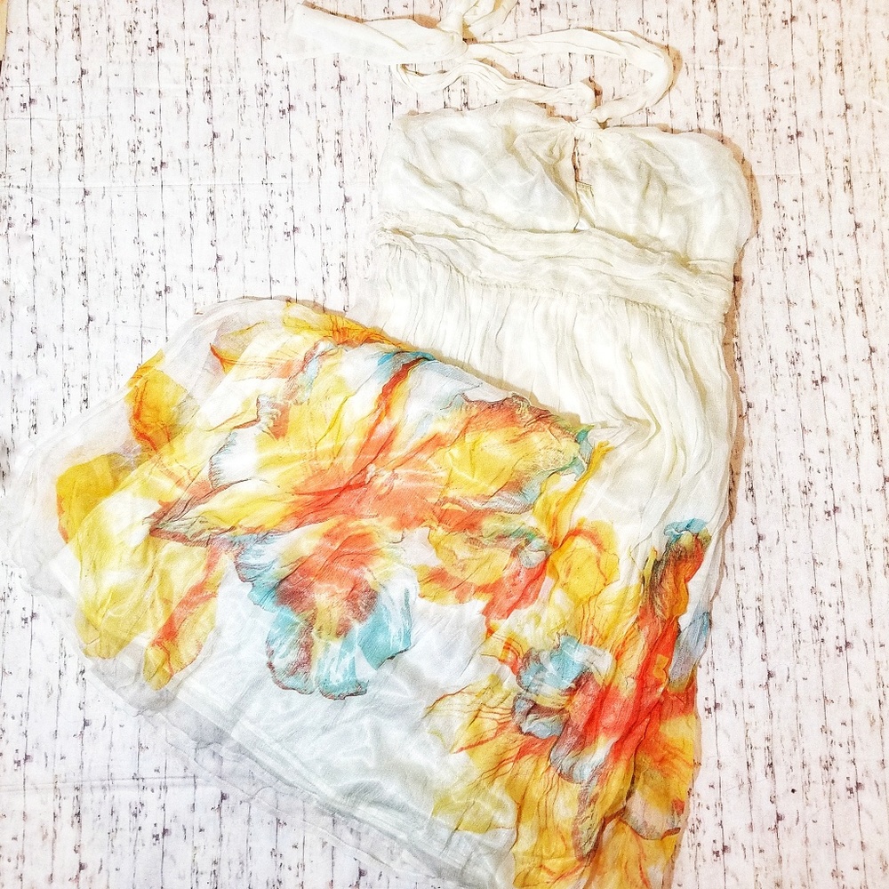 Miss Me Couture Silk Chiffon Floral Watercolor NWT
